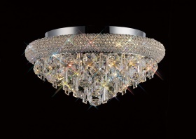 Alexandra Polished Chrome Crystal Ceiling Lights Diyas Flush Crystal Fittings